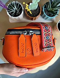 Vegan Pu Deri Kadın Renkli Askılı Bel & Omuz Çantası Günlük turuncu